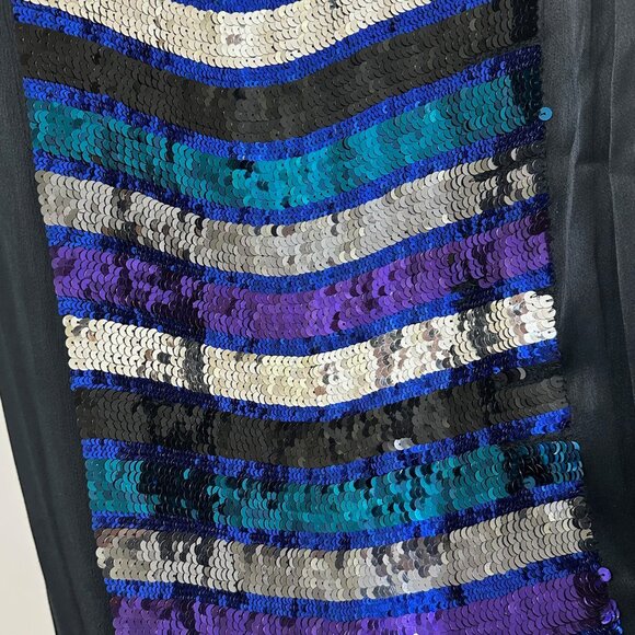 French Connection Black Mini Dress with Multicolor Sequins, Size 4 - Picture 2 of 6